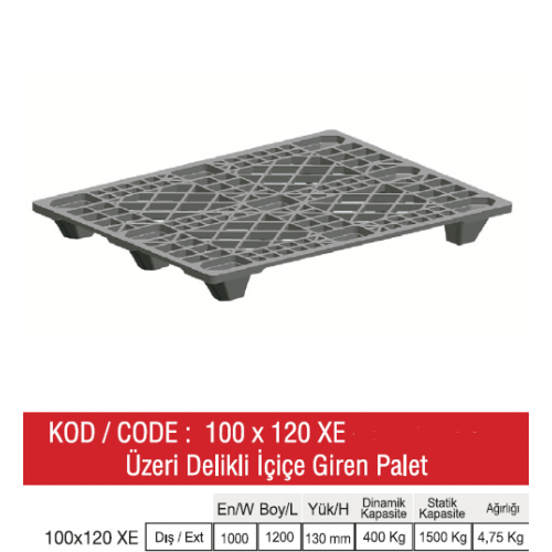 100-120-XE ÜZERİ DELİKLİ İÇİÇE GİREN RAF PALETİ