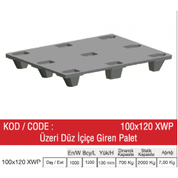 100-120-XWP ÜZERİ DÜZ İÇİÇE GİREN RAF PALETİ