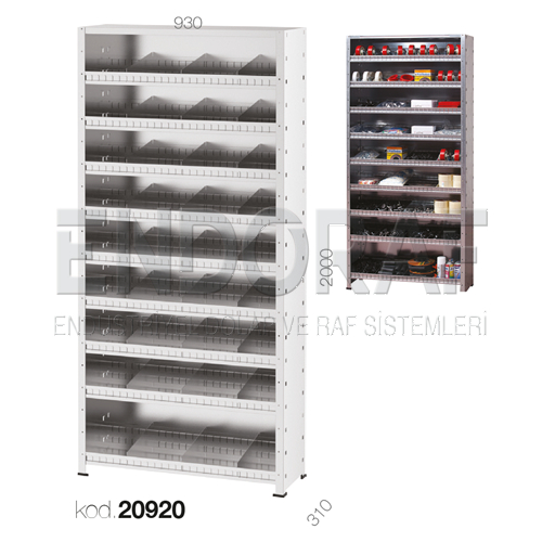 20920 KODLU 10 RAFLI SEPERATÖRLÜ DEMONTE GALVANİZ RAF