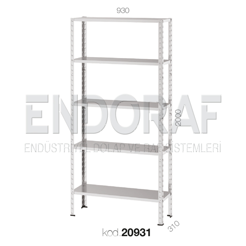 20931 KODLU 5 RAFLI DEMONTE GALVANİZ RAF