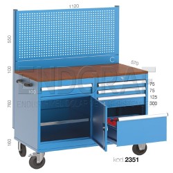 2351 KODLU 5 ÇEKMECELİ, 1 KAPAKLI CNC TAKIM DOLABI, TAKIM ASMA PANOLU  CNC ÇALIŞMA MASASI