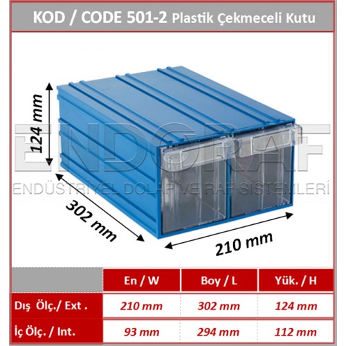 501-2 Kodlu Plastik Çekmeceli Kutu 501-2 Kodlu Plastik Çekmeceli Kutu