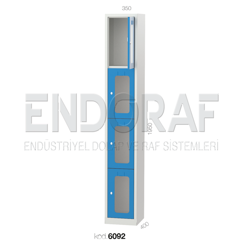 6092 KODLU 4 KAPILI ŞEFFAF KAPILI PERSONEL DOLABI