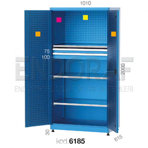 6185 KODLU 2 ÇEKMECELİ VE İÇİ ASKI SACLI MALZEME DOLABI 6185 KODLU 2 ÇEKMECELİ VE İÇİ ASKI SACLI MALZEME DOLABI