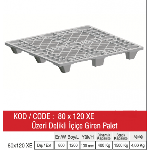 80-120-XE ÜZERİ DELİKLİ İÇİÇE GİREN RAF PALETİ