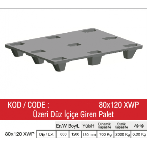 80-120-XWP ÜZERİ DÜZ İÇİÇE GİREN RAF PALETİ