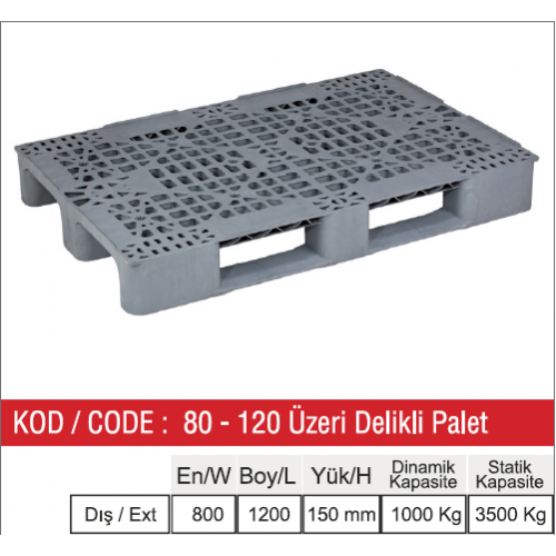 80-120  ÜZERİ DELİKLİ RAF PALETİ