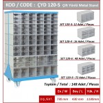 CYD120-S Tekerlekli Plastik Çekmeceli Çift Yönlü Metal Dolap