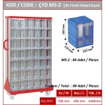 CYDMS-2 Tekerlekli Plastik Çekmeceli Çift Yönlü Metal Dolap