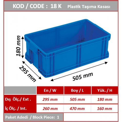 18K PLASTİK TAŞIMA KASASI