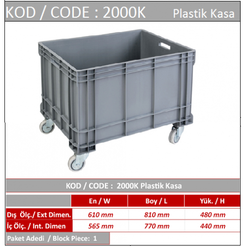 2000 K PLASTİK TAŞIMA KASASI