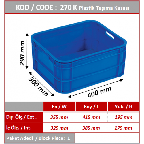 270K PLASTİK TAŞIMA KASASI