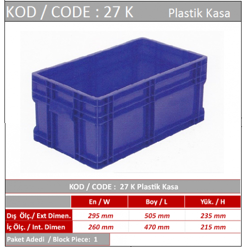 27K PLASTİK TAŞIMA KASASI