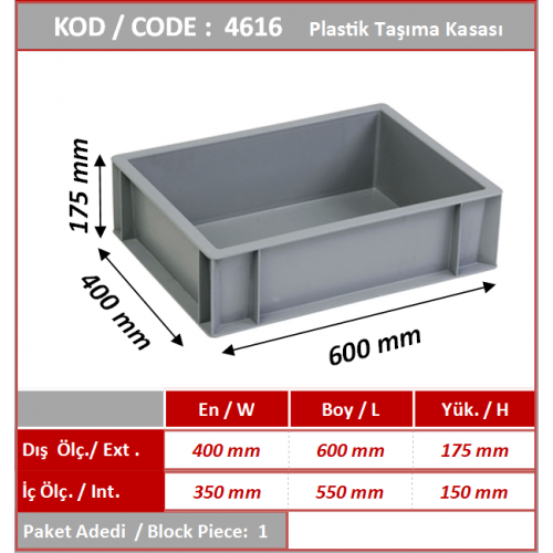 4616 PLASTİK TAŞIMA KASASI