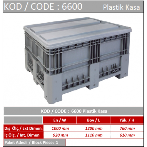 6600 PLASTİK TAŞIMA KASASI