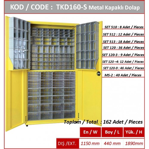 TKD160-S Plastik Çekmeceli Tek Yönlü Metal Dolap