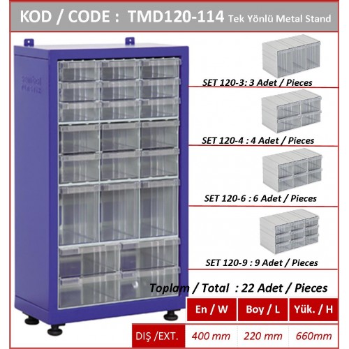 TMD120-114 Plastik Çekmeceli Tek Yönlü Metal Dolap
