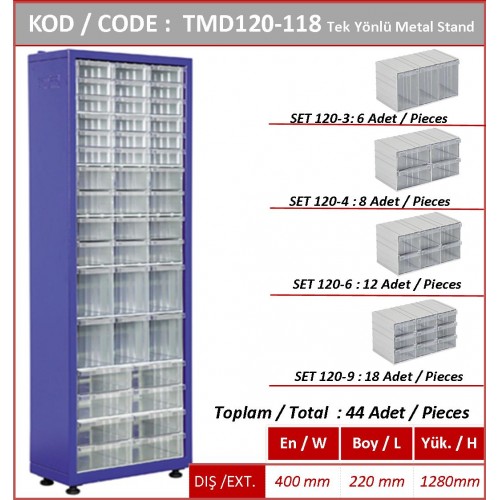 TMD120-118 Plastik Çekmeceli Tek Yönlü Metal Dolap