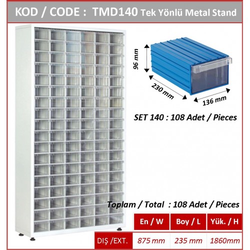 TMD140 Plastik Çekmeceli Tek Yönlü Metal Dolap