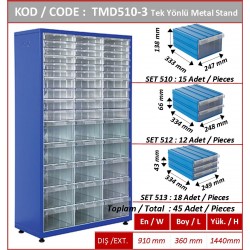 TMD510-3 Plastik Çekmeceli Tek Yönlü Metal Dolap