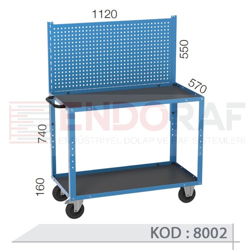 8002 KODLU ÇEKMECESİZ 2 KATLI ASKI PANOLU UZUN TİP MALZEME TAŞIMA ARABASI 8002 KODLU ÇEKMECESİZ 2 KATLI ASKI PANOLU UZUN TİP MALZEME TAŞIMA ARABASI