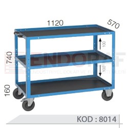 8014 KODLU ÇEKMECESİZ 3 KATLI UZUN TİP MALZEME TAŞIMA ARABASI