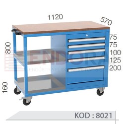 8021 KODLU 5 ÇEKMECELİ VE 2 RAFLI ÇALIŞMA ARABASI