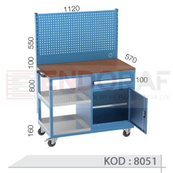 8051 KODLU 2 DOLAPLI 2 ÇEKMECELİ TEKERLEKLİ ÇALIŞMA ARABASI