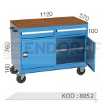 8052 KODLU 2 DOLAPLI 2 ÇEKMECELİ TEKERLEKLİ ÇALIŞMA ARABASI