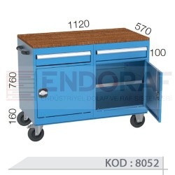 8052 KODLU 2 DOLAPLI 2 ÇEKMECELİ TEKERLEKLİ ÇALIŞMA ARABASI