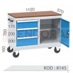 8145 KODLU 3 ÇEKMECELİ, KİLİTLİ KAPILI DOLAPLI (1 SABİT RAFLI) ÇALIŞMA ARABASI