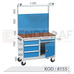 8155 KODLU 3 ÇEKMECELİ, 1 ÇEKMECELİ KAPILI DOLAPLI (1 SABİT RAFLI), TAKIM ASMA PANOLU, LED FLORASANLI ÇALIŞMA ARABASI