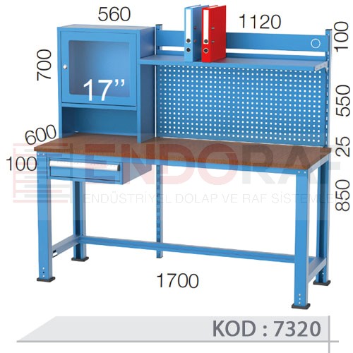 7320 KODLU TEK ÇEKMECELİ, ASKI PANOLU 17' BİLGİSAYAR KABİNİ VE ÇALIŞMA MASASI 7320 KODLU TEK ÇEKMECELİ, ASKI PANOLU 17' BİLGİSAYAR KABİNİ VE ÇALIŞMA MASASI