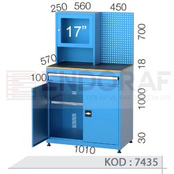 7435 KODLU MONİTÖR DOLAPLI ASKI PANELLİ GENİŞ TİP BİLGİSAYAR ÇALIŞMA İSTASYONU 