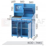 7445 KODLU 2 ÇEKMECELİ, FORMEN DOLAPLI, ASKI PANELLİ BİLGİSAYAR ÇALIŞMA İSTASYONU 