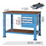 3941 KODLU 3 ÇEKMECELİ 112 CM KISA ÇALIŞMA TEZGAHI