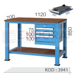 3941 KODLU 3 ÇEKMECELİ 112 CM KISA ÇALIŞMA TEZGAHI