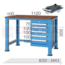 3943 KODLU 5 ÇEKMECELÍ 112 CM KISA ÇALIŞMA TEZGAHI