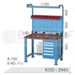 3945 KODLU 5 ÇEKMECELİ ASKI PANOLU, FLORASANLI ELEKTRİKLİ 112 CM KISA ÇALIŞMA TEZGAHI