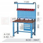 3947 KODLU 3 ÇEKMECELİ ASKI PANOLU, FLORASANLI ELEKTRİKLİ KISA ÇALIŞMA TEZGAHI