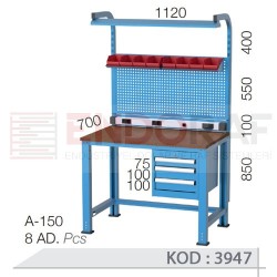 3947 KODLU 3 ÇEKMECELİ ASKI PANOLU, FLORASANLI ELEKTRİKLİ KISA ÇALIŞMA TEZGAHI