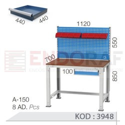 3948 KODLU TEK ÇEKMECELİ ASKI PANOLU KISA ÇALIŞMA TEZGAHI