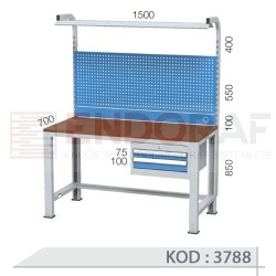 3788 KODLU 2 ÇEKMECELİ, LED FLORASANLI, TAKIM ASMA PANOLU ORTA TİP ÇALIŞMA TEZGAHI