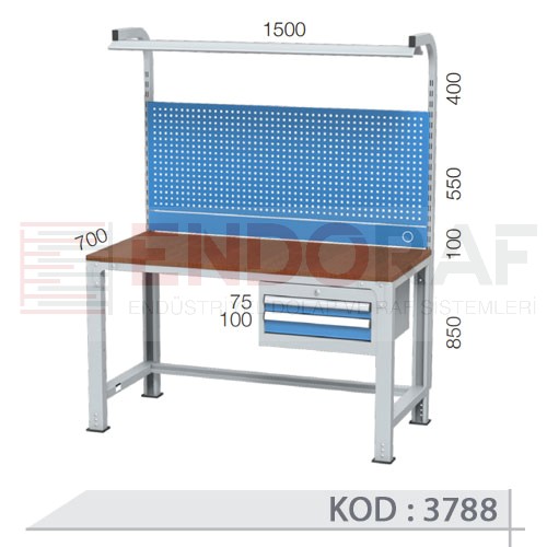 3788 KODLU 2 ÇEKMECELİ, LED FLORASANLI, TAKIM ASMA PANOLU ORTA TİP ÇALIŞMA TEZGAHI 3788 KODLU 2 ÇEKMECELİ, LED FLORASANLI, TAKIM ASMA PANOLU ORTA TİP ÇALIŞMA TEZGAHI