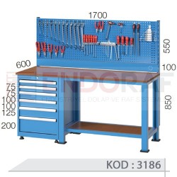 3186 KODLU 6 ÇEKMECELİ, ASKI PANOLU, ÇALIŞMA TEZGAHI