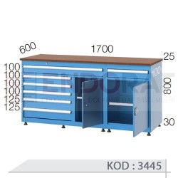 3445 KODLU 7 ÇEKMECELİ DOLAPLI ÇALIŞMA TEZGAHI