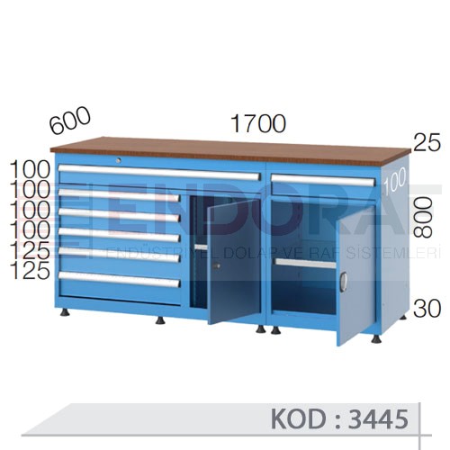 3445 KODLU 7 ÇEKMECELİ DOLAPLI ÇALIŞMA TEZGAHI 3445 KODLU 7 ÇEKMECELİ DOLAPLI ÇALIŞMA TEZGAHI