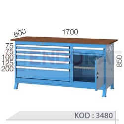 3480 KODLU 1 ÇEKMECE DOLAPLI, 6 ÇEKMECELİ, DOLAPLI, 2′Lİ ÇALIŞMA TEZGAHI