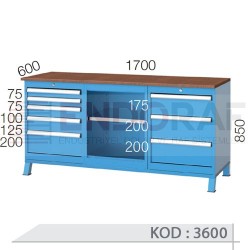 3600 KODLU 2 DOLAPLI ORTASI RAFLI ÇALIŞMA TEZGAHI