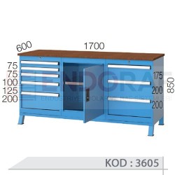 3605 KODLU 3 DOLAPLI, 8 ÇEKMECELİ 2 RAFLI ÇALIŞMA TEZGAHI